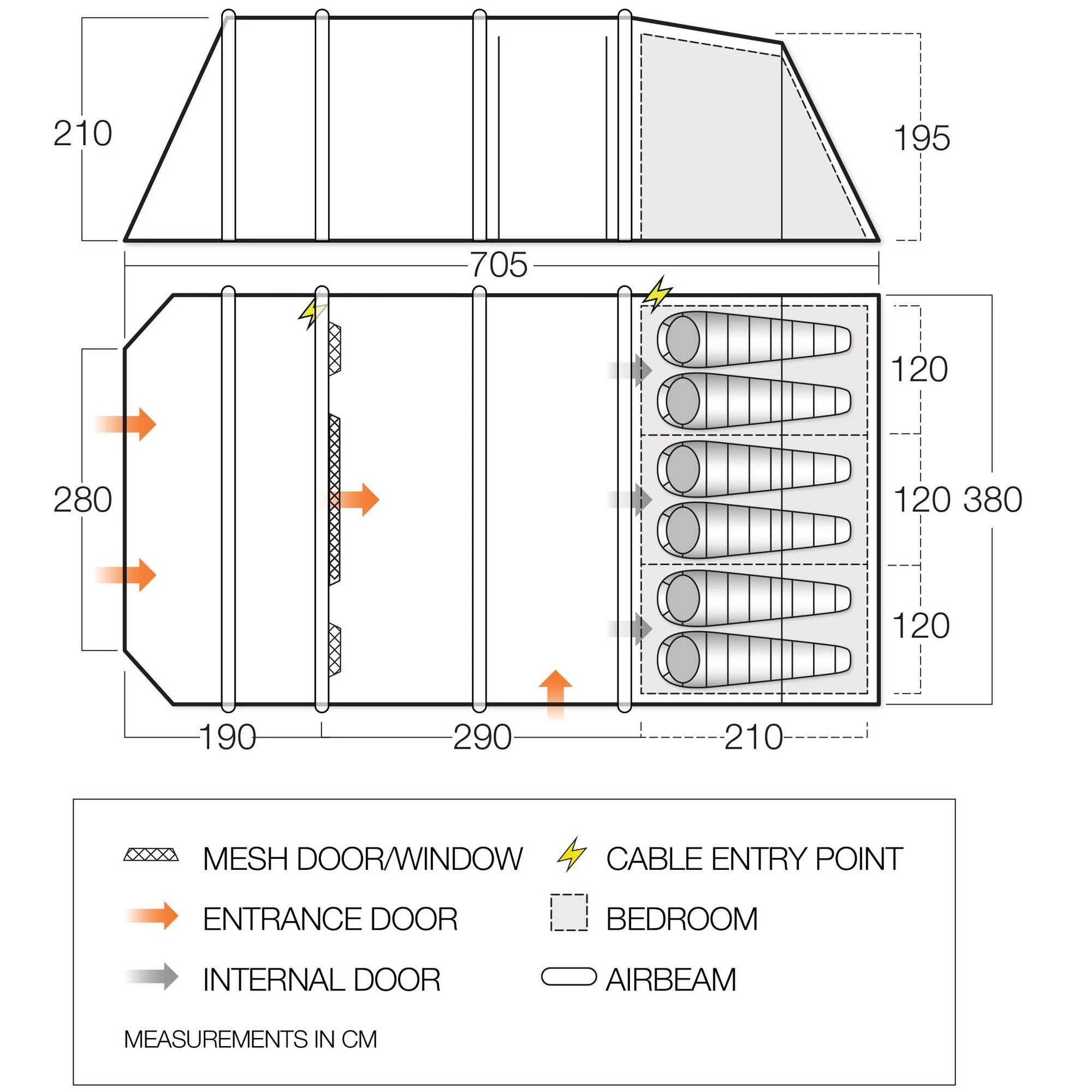 Vango Lismore Air TC 600XL opblaasbare tent Vango Lismore Air TC 600XL Opblaasbare Tent -dewitschijndel winkel 143520 900 06