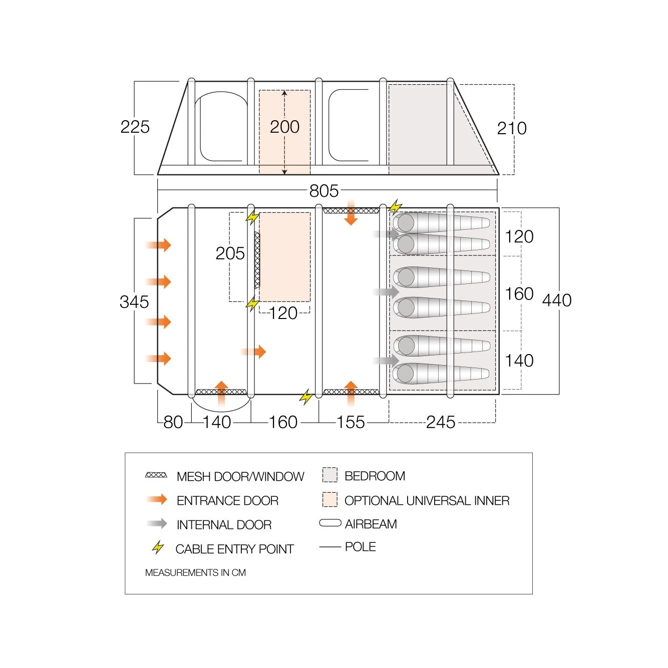 Vango Anantara IV Air TC 650XL opblaasbare tent Vango Anantara IV Air TC 650XL Opblaasbare Tent -dewitschijndel winkel 143522 900 06